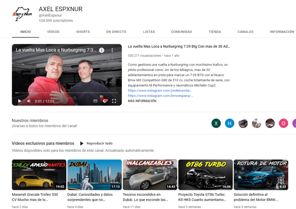 Explorando el mundo de la velocidad con Españoles por Nürburgring en Youtube